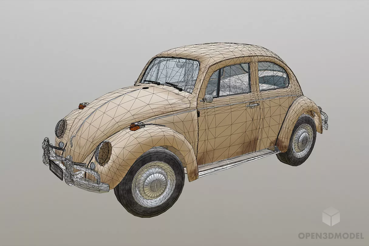 Beetle Fusca Vintage Car 3d model 2
