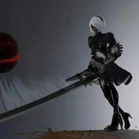 Anime Girl With Sword Character 3d model
