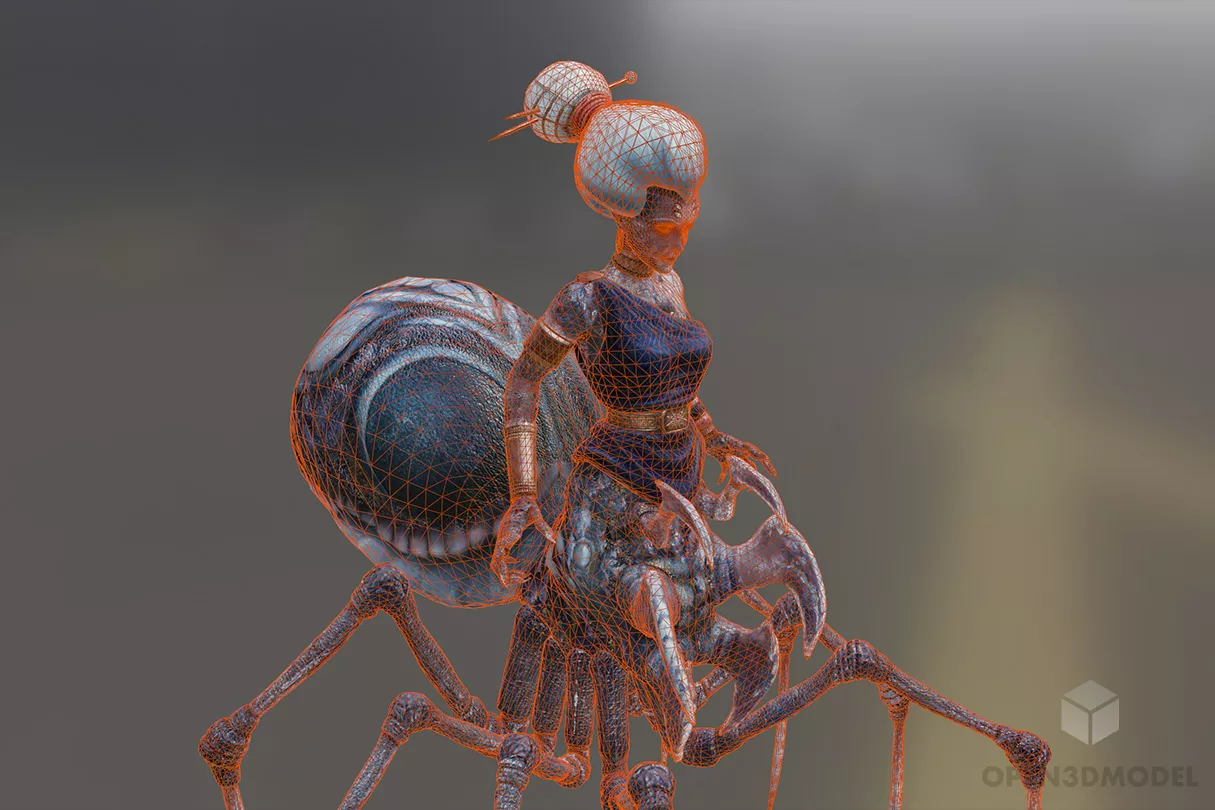 Myth Creature Spider Girl Cartoon Character 3d model 2