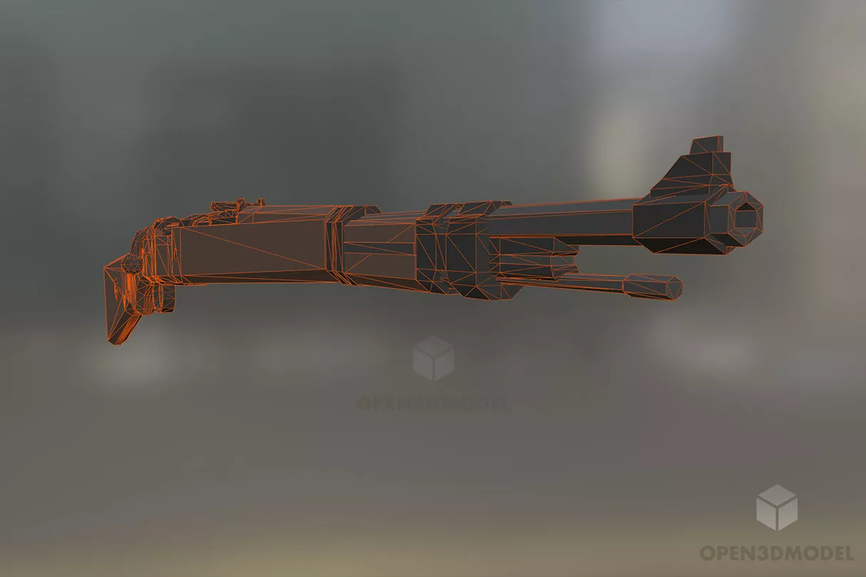 Kar98k Rifle Gun 3d model 2