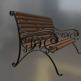 Wooden Bench Chair, Park Bench 3d model