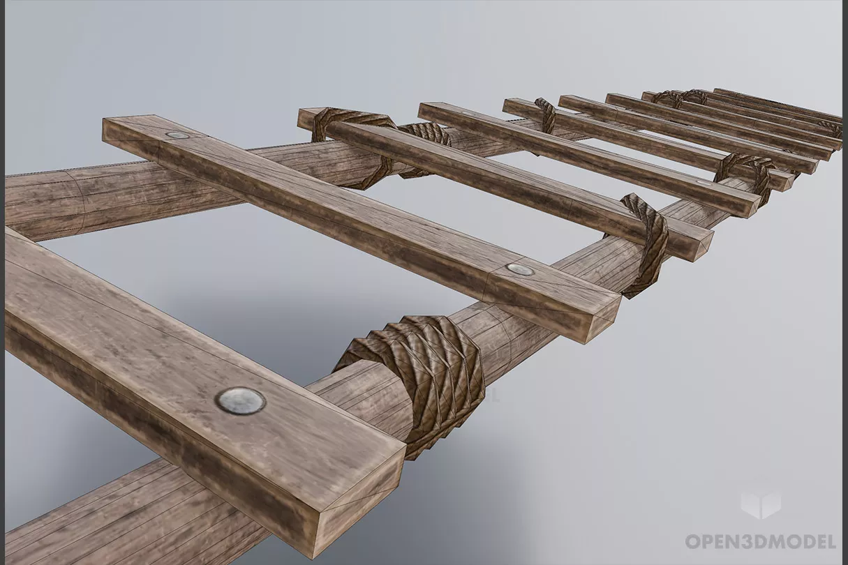 Wooden Ladder 3d model 2