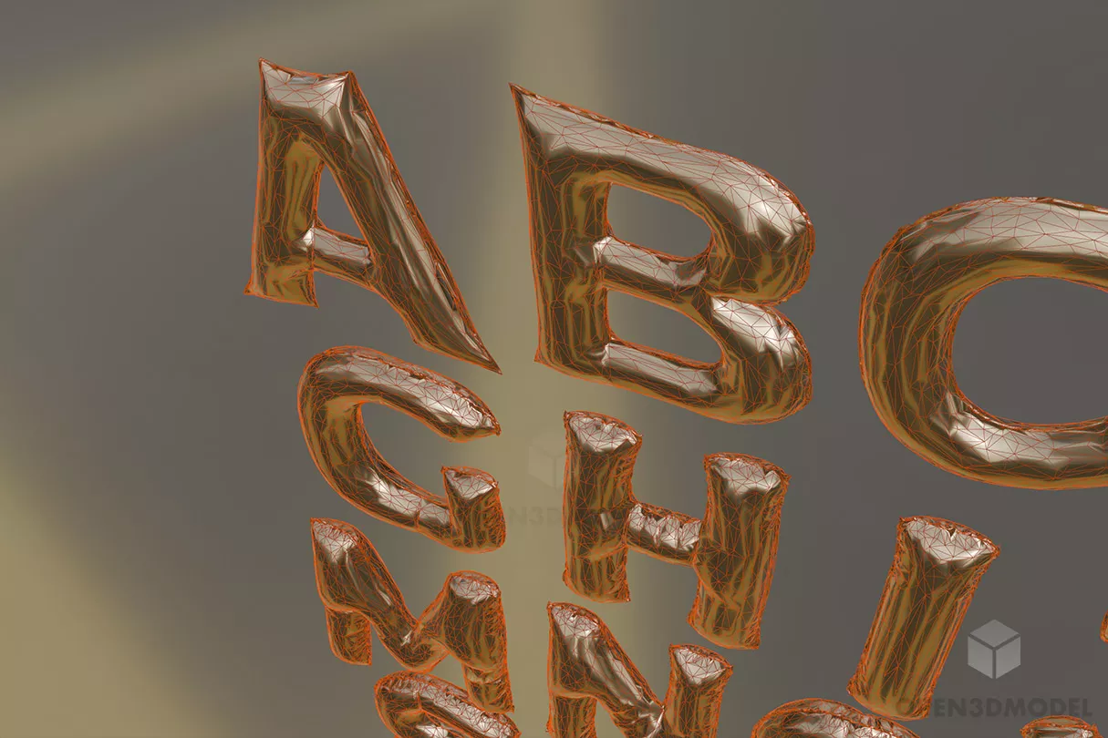 Alphabet Letter Balloons 3d model 2