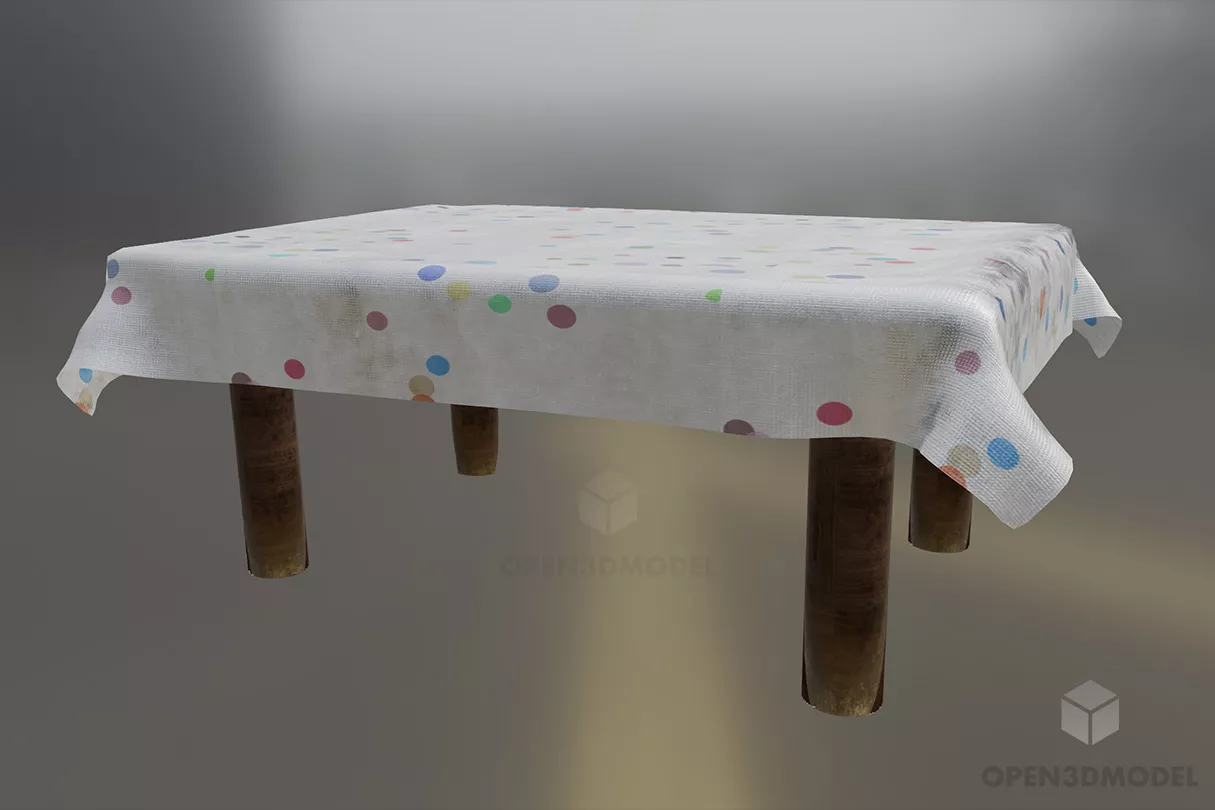 Square Glass Table With Curved Stand 3d model