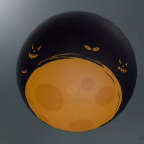 Halloween Pumpkin With Black Cat 3d model