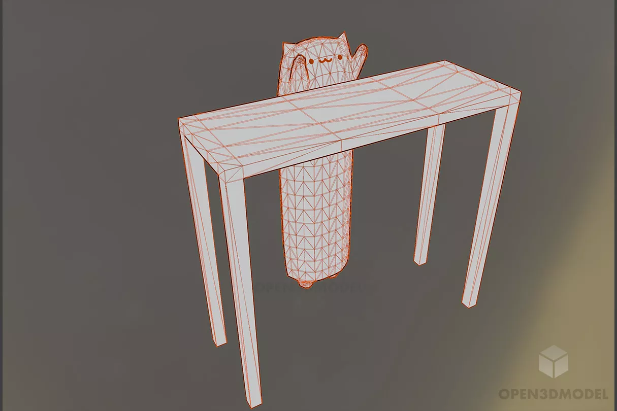 Outline Cat Character 3d model 2