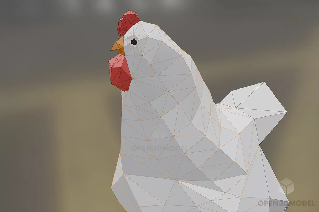 Lowpoly Chicken Roaster With Rig 3d model 2