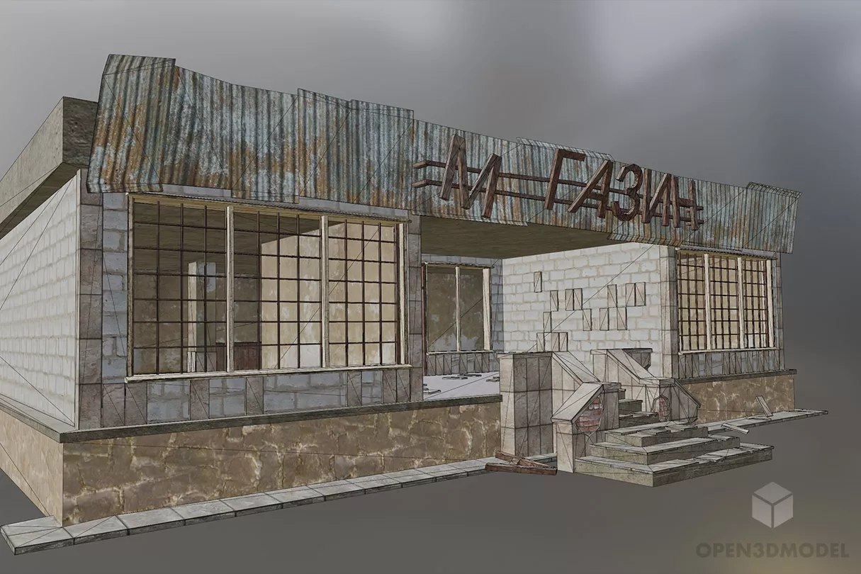Old Shop House Building 3d model 2
