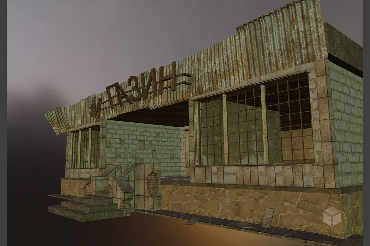 Roof House Building With Balcony 3d model