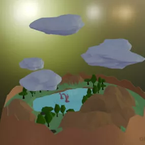 Egg With Cartoon World Inside 3d model