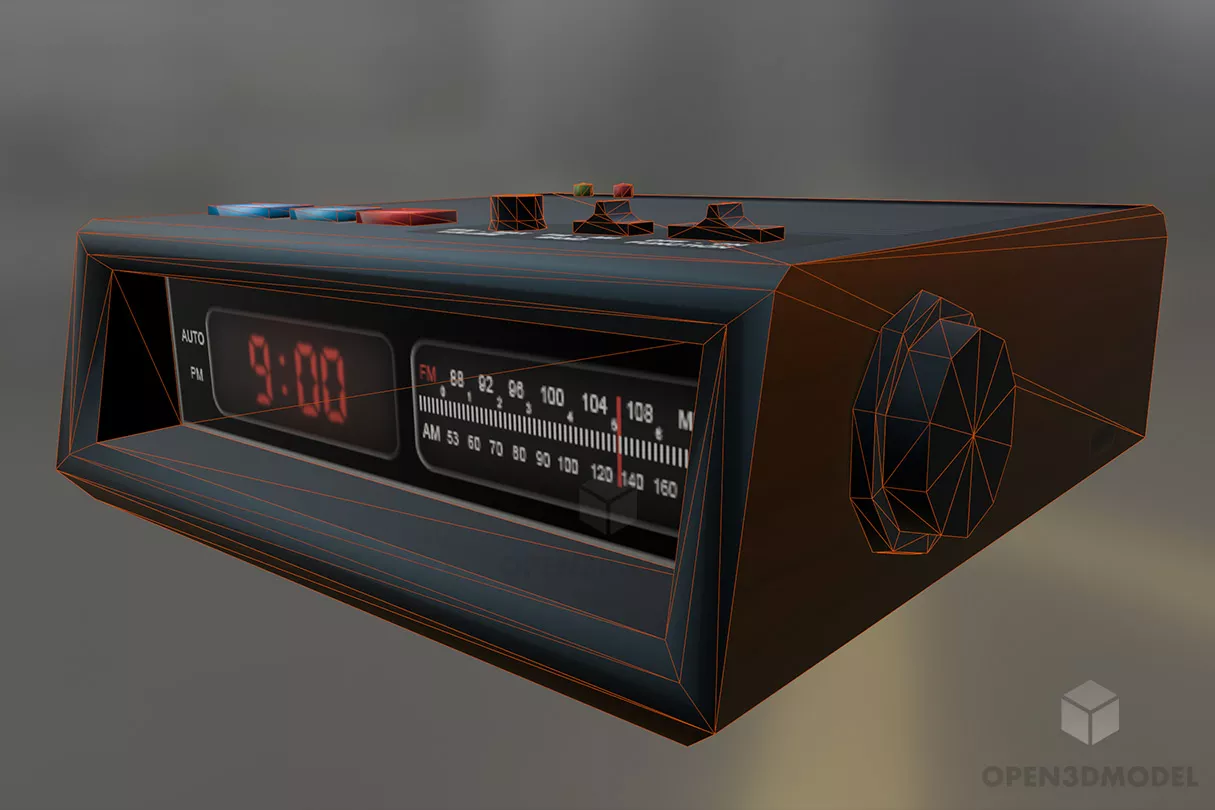 Vintage Radio With Clock 3d model 2