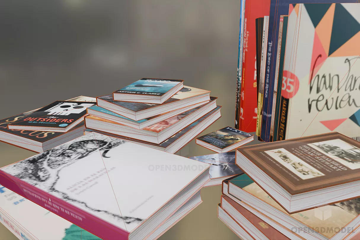 Books Stack Collection 3d model 2