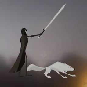 Cartoon Jon Snow With Wolf 3d model