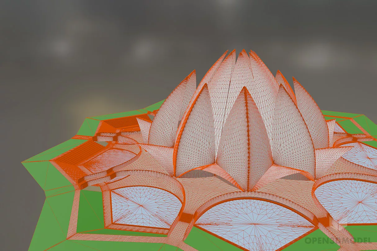Lotus Temple Building 3d model 2