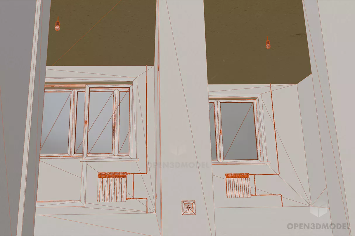 Flat Room Interior Concept 3d model 2
