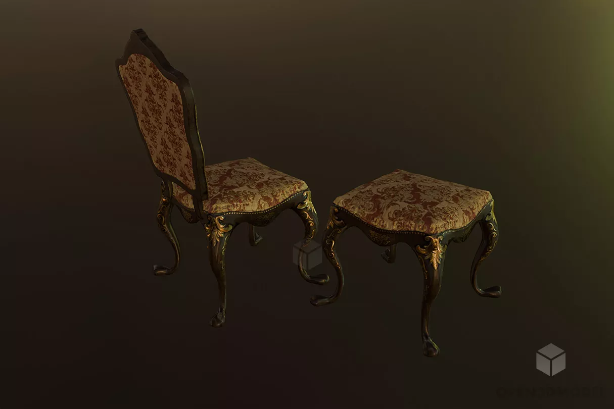 Coffee Chair Steel Frame With Round Seat 3d model