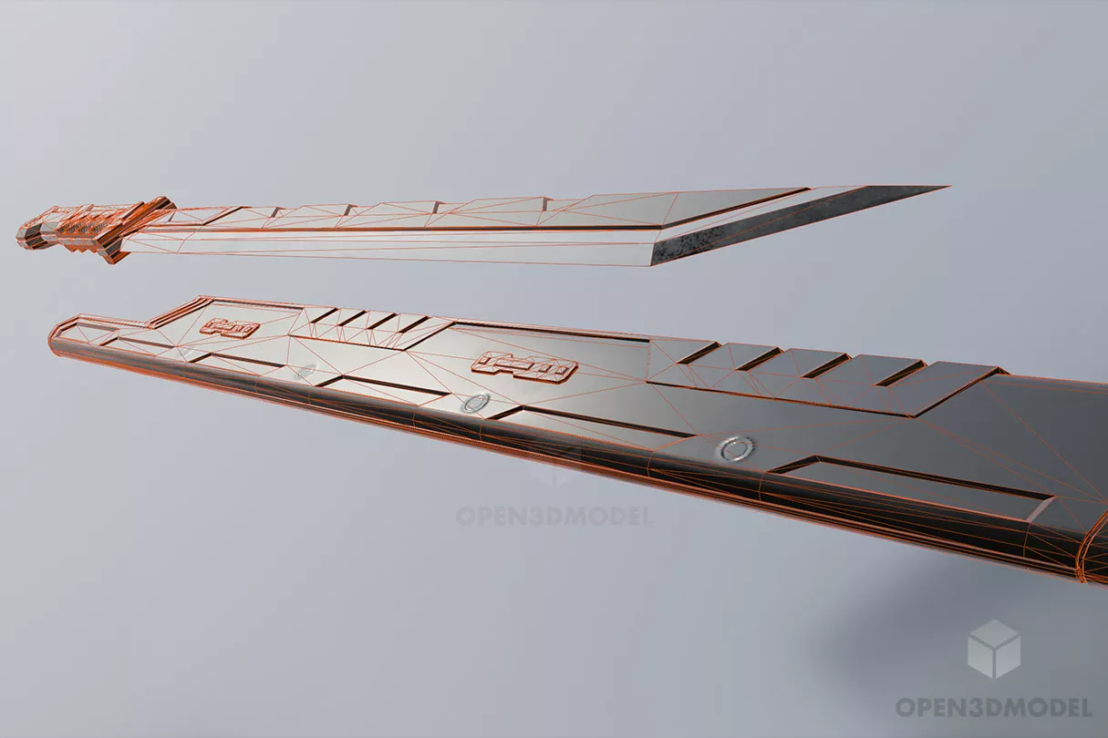 Cyberpunk Sword Blade Free 3d Model - .Blend, .C4d, .Dae, .Fbx, .Max ...