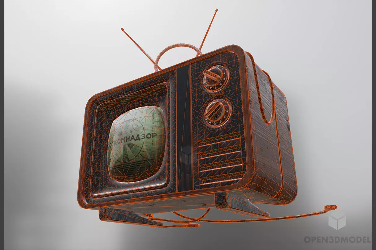 Old Crt Tv 3d model 2