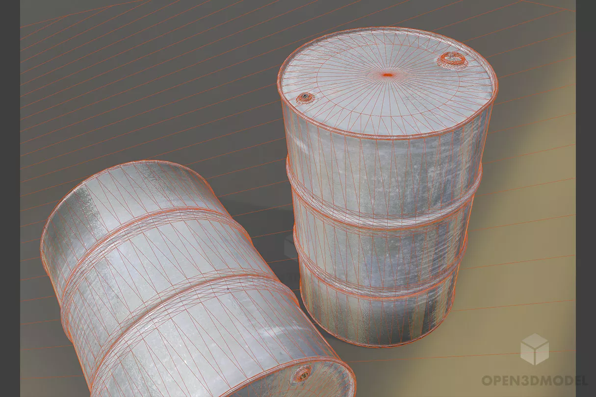 Steel Barrel Stack Free 3d Model - .3ds, .Blend, .Dae, .Fbx, .Ma, Mb ...