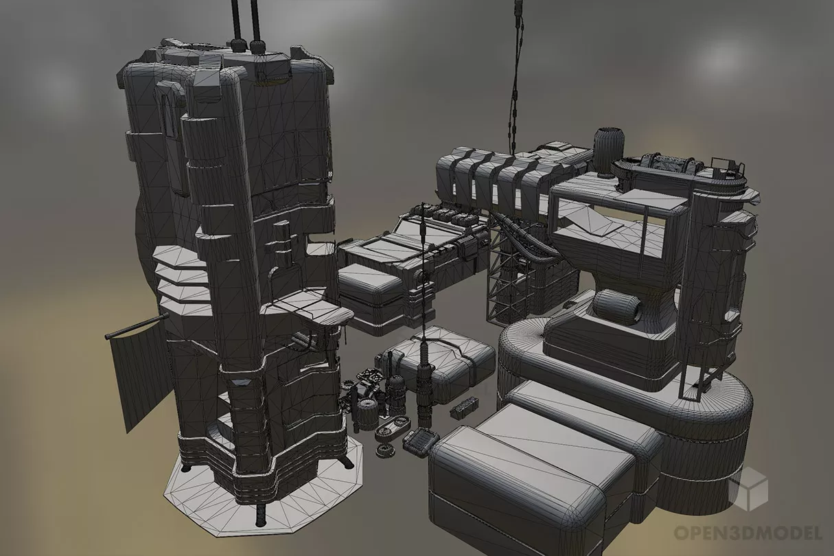 Scifi Headquarter, Space Station 3d model 2