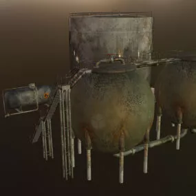Industrial Oil Tanks Building 3d model