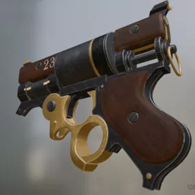 Vintage Steampunk Revolver 3d model