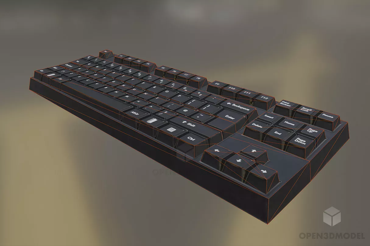 Black Pc Keyboard 3d model 2