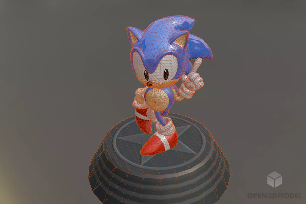 Cartoon Sonic Statue Character Free 3d Model - .Blend, .C4d, .Dae, .Fbx ...