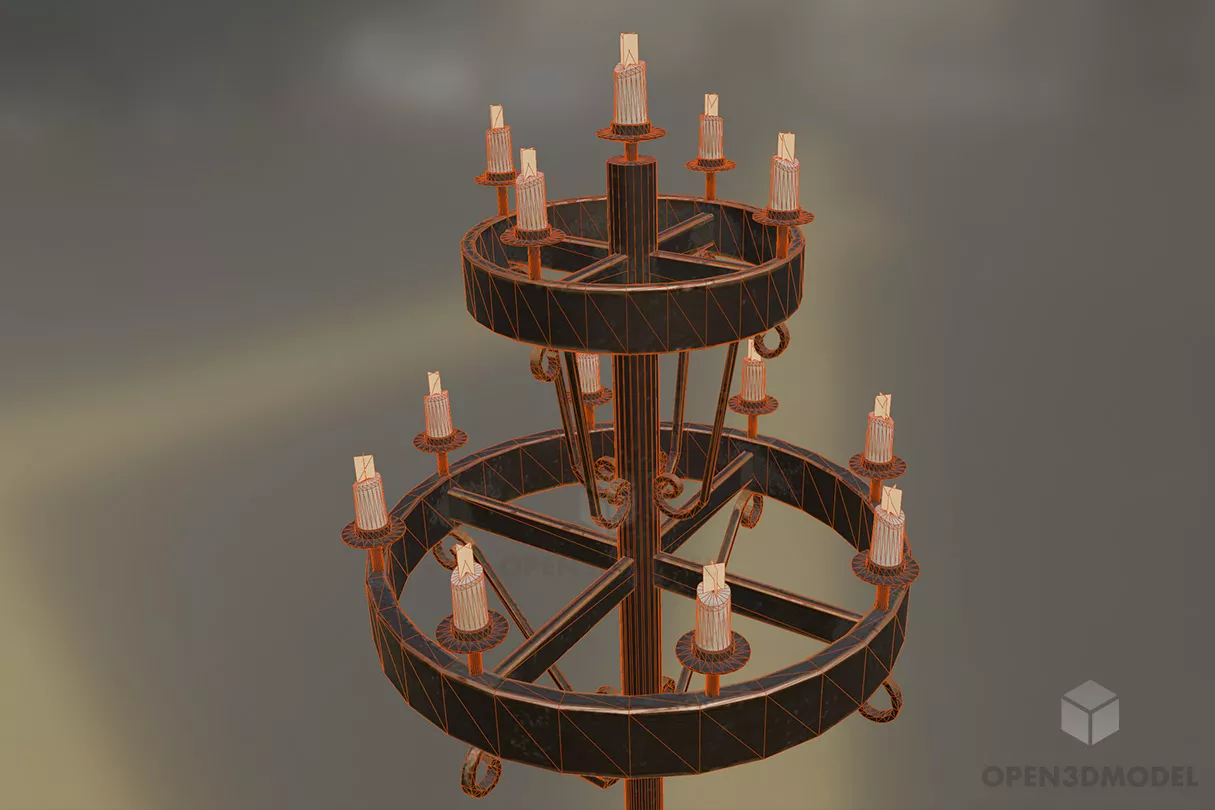 Medieval Lighting Candelabra 3d model 2