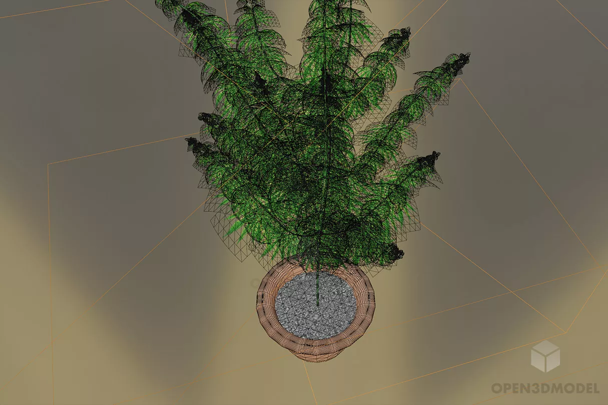 Lowpoly Cannabis Potted Plant 3d model 2