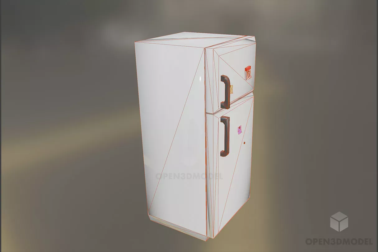 Household Fridge Two Doors 3d model 2