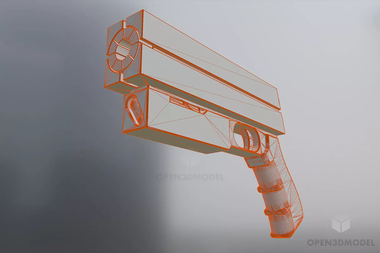 Lowpoly Gun Weapon 3d model 2