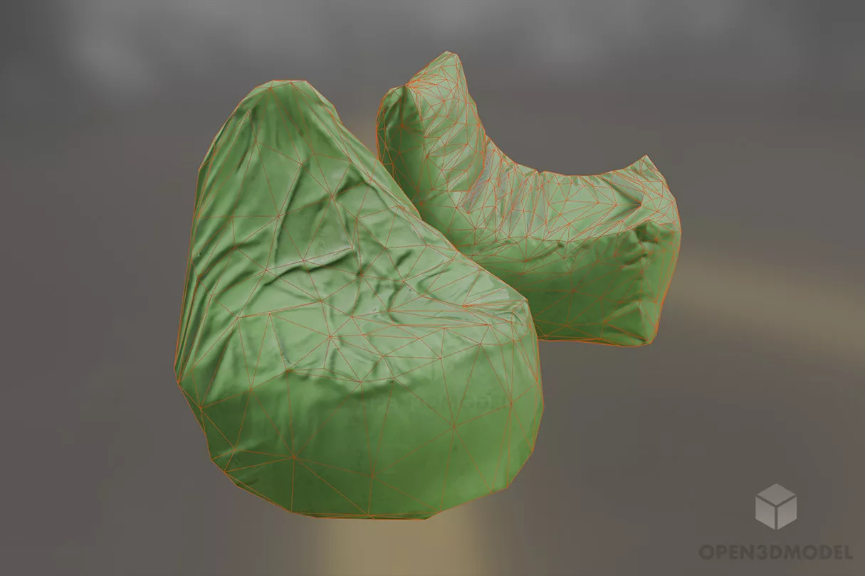 Green Bean Bag 3d model 2