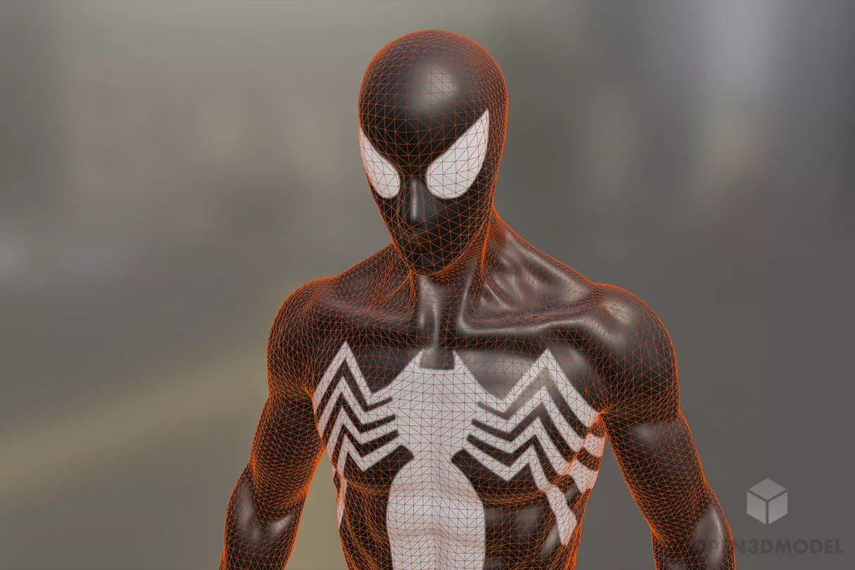 Black Suit Spiderman Hero Man 3d model 2