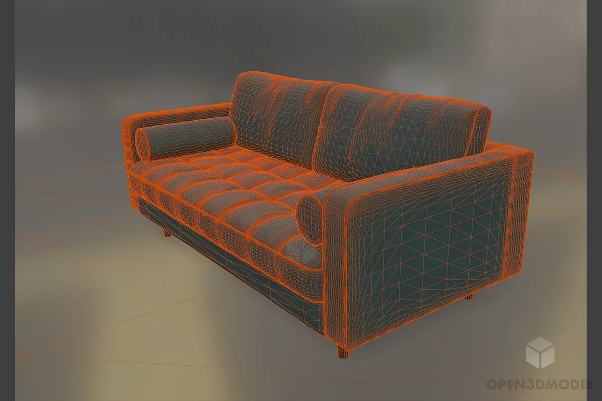 Two Seater Sofa 3d model 2