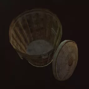 Rustic Steel Trash Can 3d model