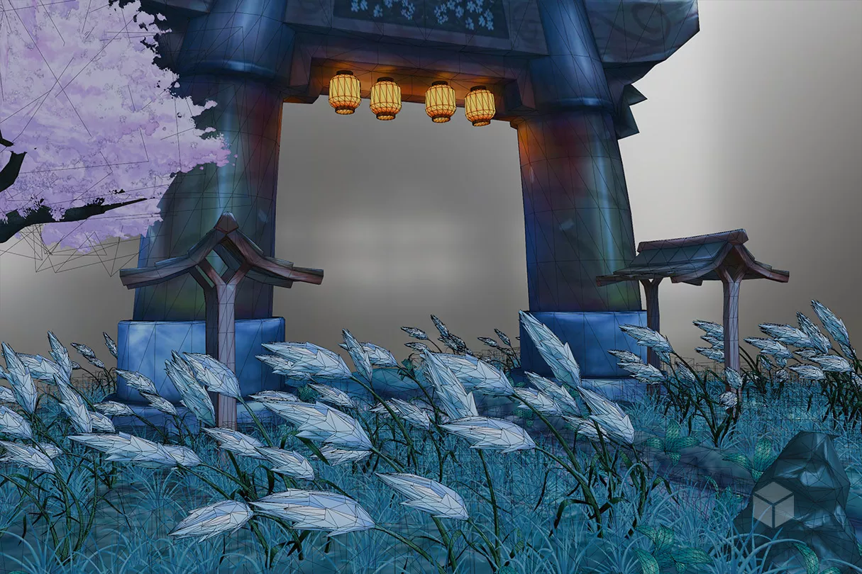 Japanese Portal Gate In Night 3d model 2