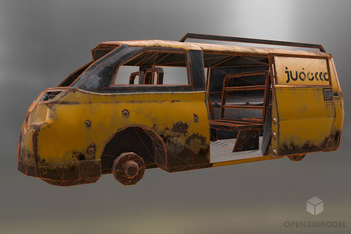 Abandoned Van Shell 3d model 2