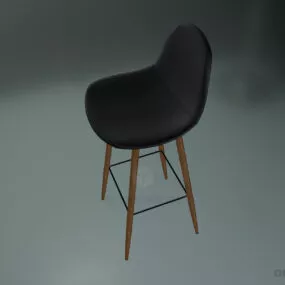 Bar Chair Wood Legs Modern Design 3d model