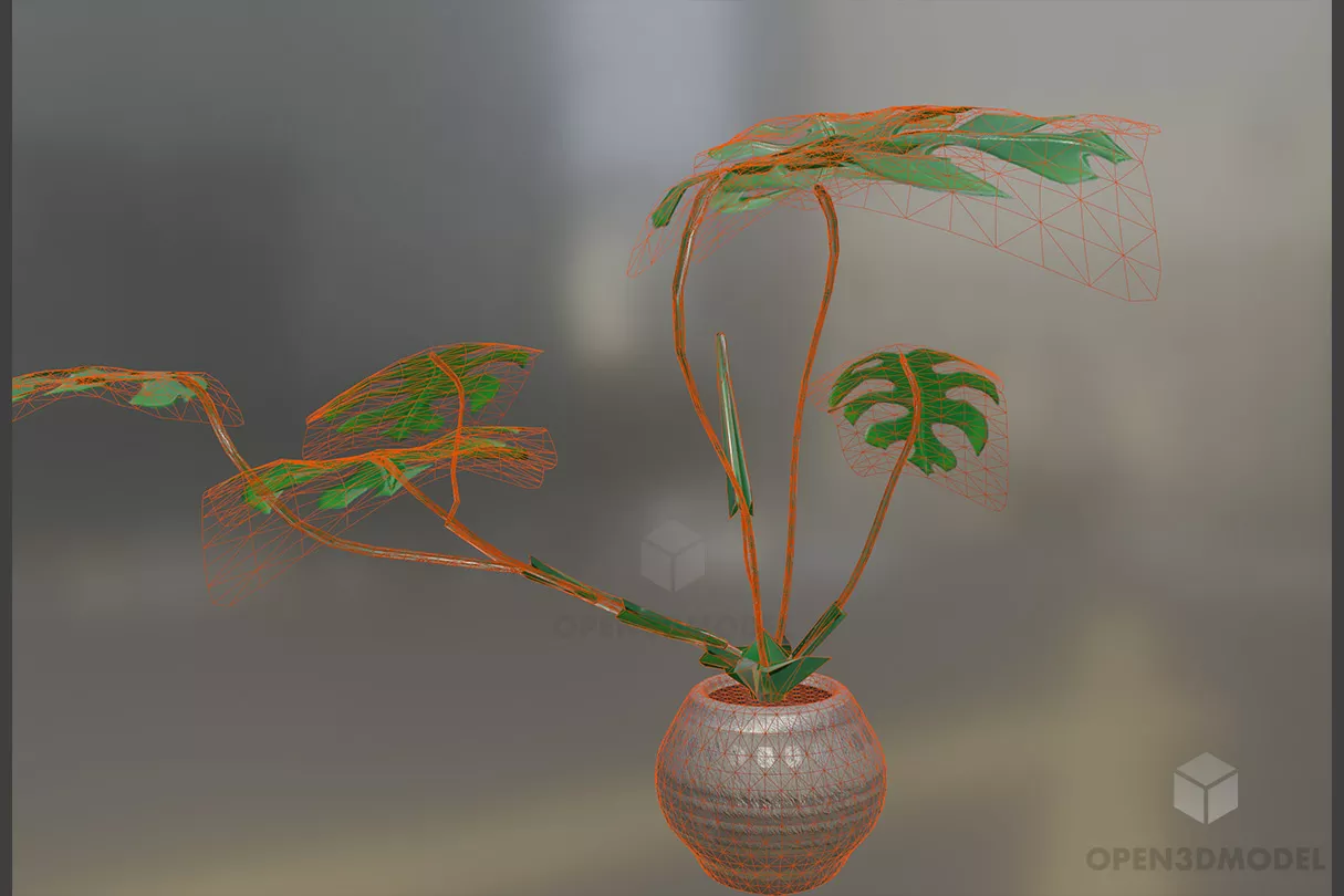 Monstera Leaf Plant Pot 3d model 2