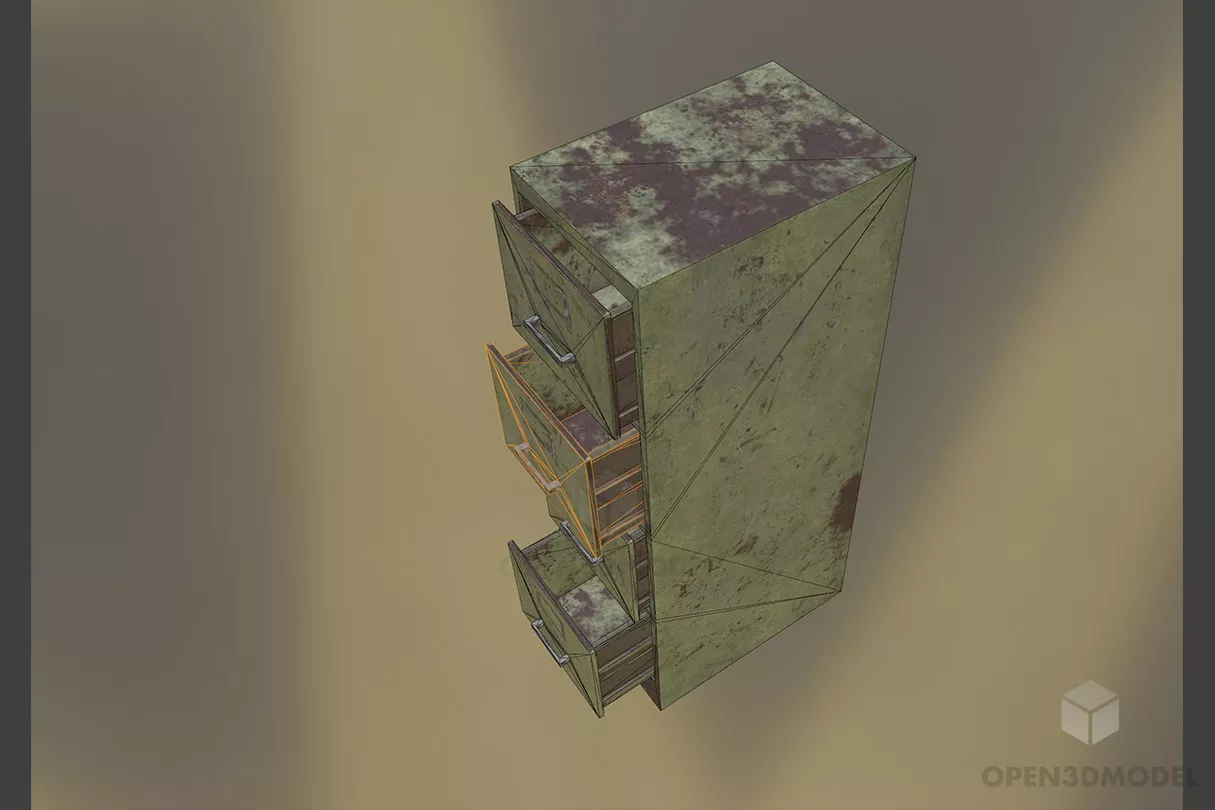 Rustic Cabinet Four Drawers 3d model 2