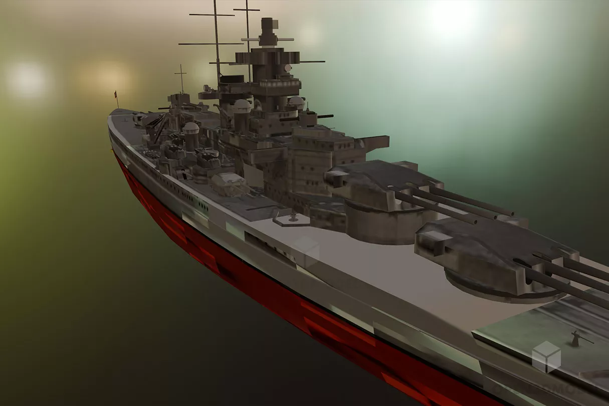 War Battleship Ww2 Free 3d Model - .C4d, .Dae, .Fbx, .Max, .Obj ...