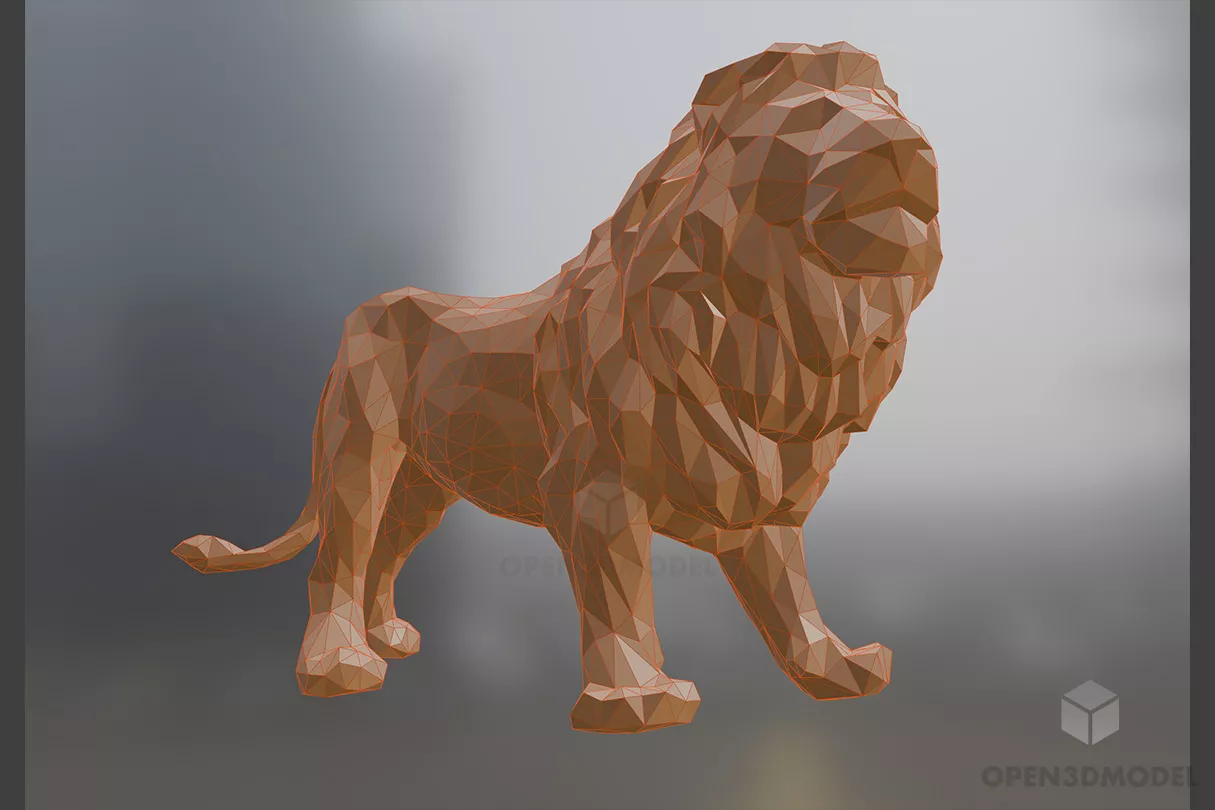 Lion Statue Lowpoly Free 3d Model - .Blend, .C4d, .Dae, .Fbx, .Obj ...