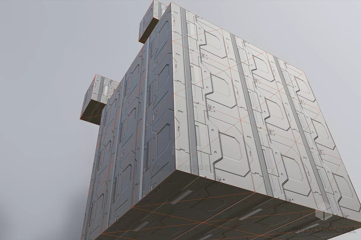 Scifi Steel Panel 3d model 2