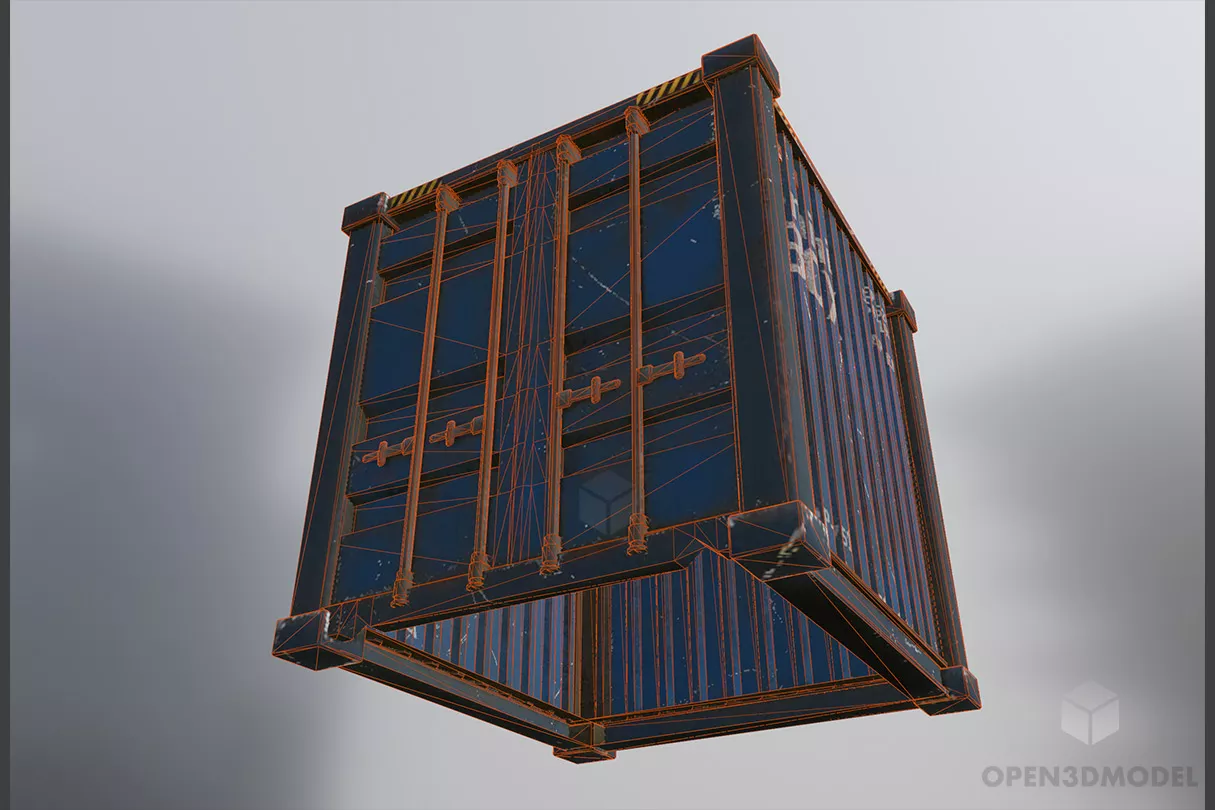 Rustic Square Container 3d model 2