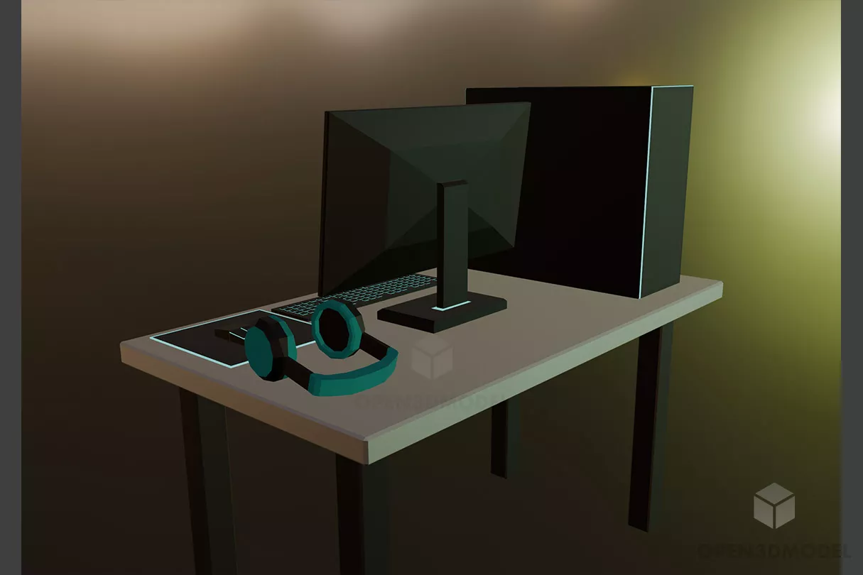 Simple Dressing Table With Small Folding Able Mirror 3d model