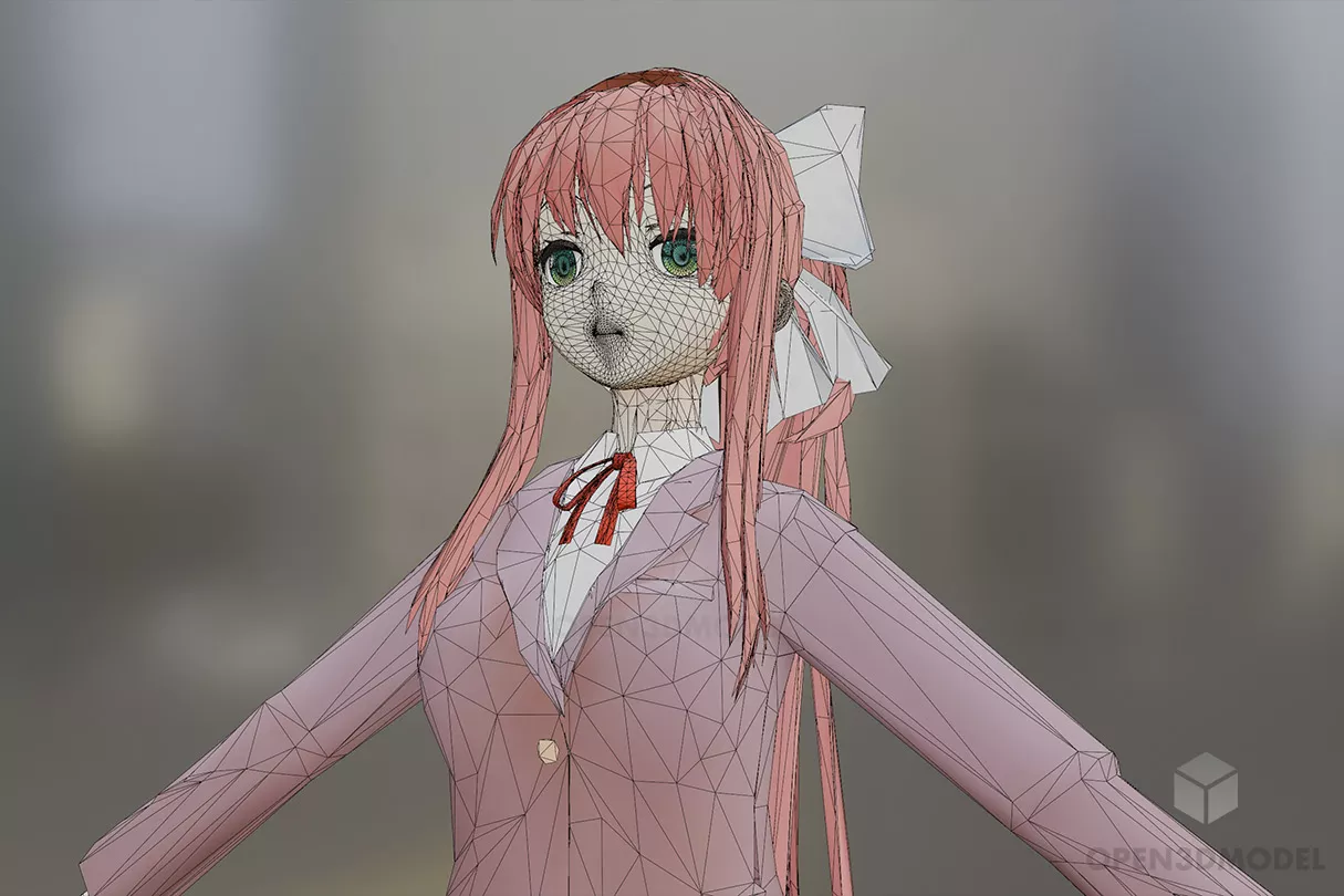 Japanese School Girl Anime Character 3d model 2
