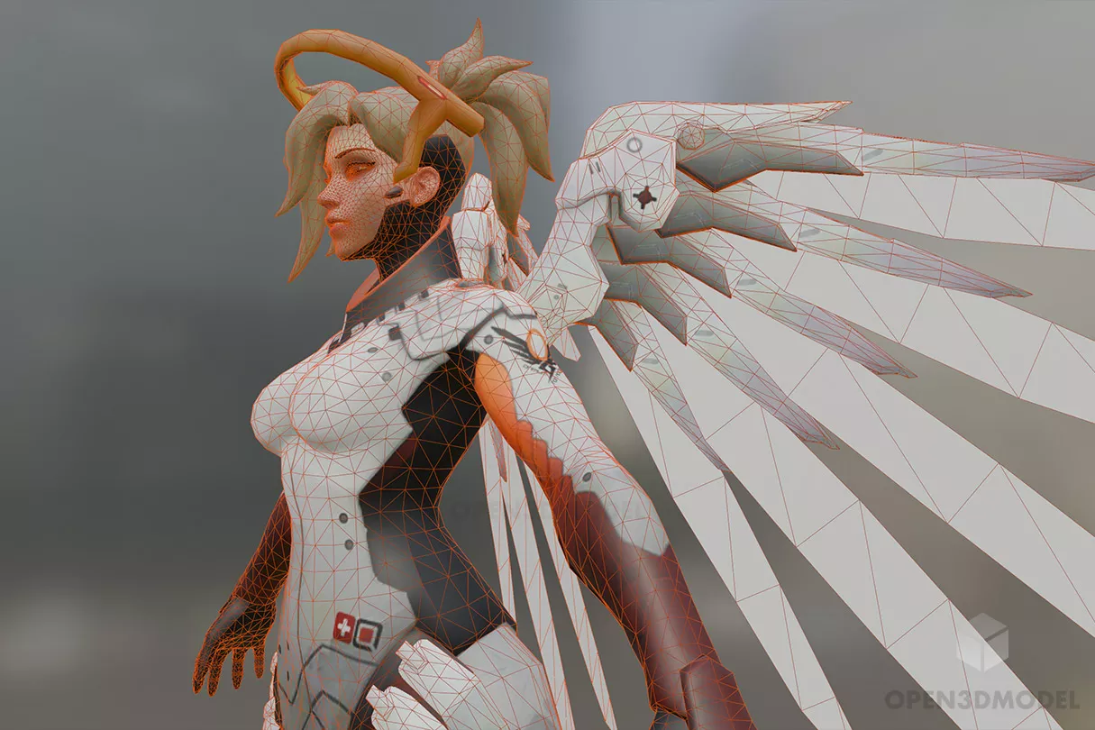 Warrior Girl With Wings 3d model 2