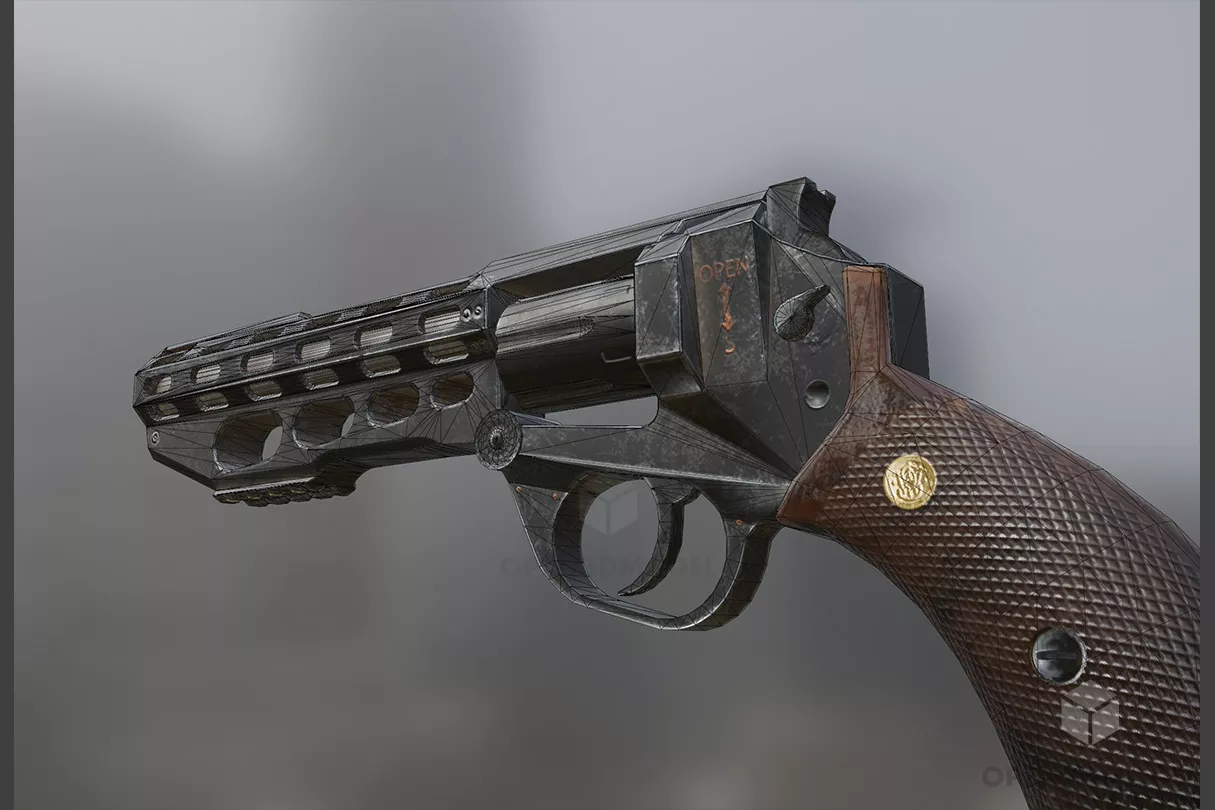 Futuristic Revolver 3d model 2