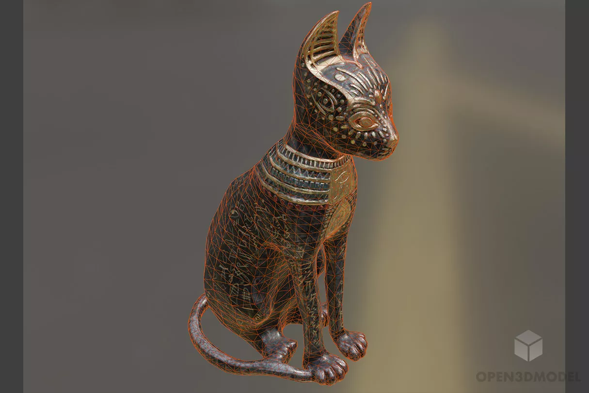 Ancient Cat Statue 3d model 2